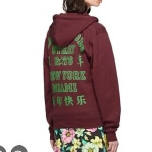 Marc Jacobs x Stray Rats Burgundy Zip Up‎ Hoodie Sweatshirt XS NEW